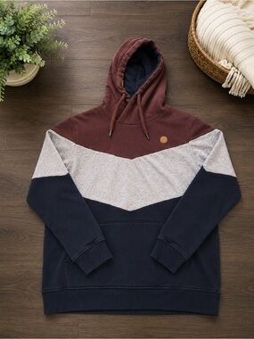 Indigo Men's Colorblock Hooded Sweatshirt - Maroon, Heather Gray & Navy